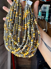 Load image into Gallery viewer, 18-Inch Sterling Silver Pearl & Bumblebee Jasper Necklace