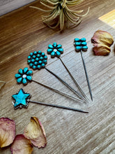 Load image into Gallery viewer, Sterling Silver & Kingman Turquoise Hat Pins – Limited Collection, One of Each