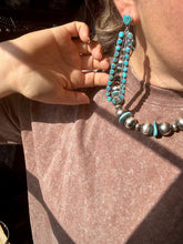 Load image into Gallery viewer, Sterling Silver Long Teardrop Earrings with Kingman Turquoise – 4 Inch, Post Style, USA Made