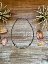 Load image into Gallery viewer, Sterling Silver Pearl Choker with Turquoise & Spiny Oyster Heishi