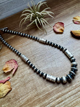 Load image into Gallery viewer, Sterling Silver Barrel Bead Necklace – 20” – Saucer & Barrel Beads