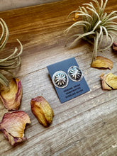 Load image into Gallery viewer, Stamped Sterling Silver Concho Earrings – Unique, Handmade, & USA Made