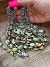 Load image into Gallery viewer, 15-Inch Lemon Turquoise & Sterling Saucer Pearl Necklace on Paperclip Chain