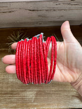 Load image into Gallery viewer, 15-Inch Red Magnesite Heishi Necklace – Sterling Silver Pearls, Handmade