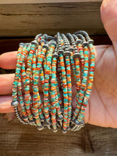 Load image into Gallery viewer, Sterling Silver Pearl Choker with Turquoise & Spiny Oyster Heishi