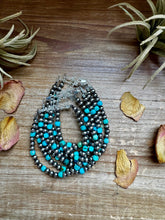 Load image into Gallery viewer, 5mm Sterling Silver Pearl & Faceted Turquoise Bracelet