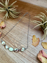 Load image into Gallery viewer, 15-Inch Lemon Turquoise & Sterling Saucer Pearl Necklace on Paperclip Chain