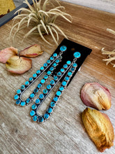 Load image into Gallery viewer, Sterling Silver Long Teardrop Earrings with Kingman Turquoise – 4 Inch, Post Style, USA Made