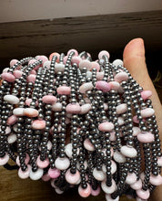 Load image into Gallery viewer, 15 Inch Pink Conch Saucer Necklace and Sterling Silver Beads