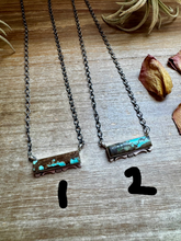 Load image into Gallery viewer, Sterling Silver Bar Necklace with #8 Turquoise
