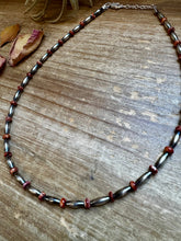 Load image into Gallery viewer, 14-Inch Sterling Silver Torpedo & Spiny Oyster Heishi Choker