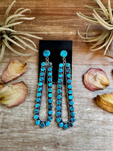 Load image into Gallery viewer, Sterling Silver Long Teardrop Earrings with Kingman Turquoise – 4 Inch, Post Style, USA Made