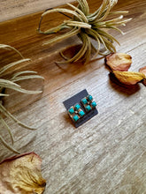 Load image into Gallery viewer, Square Kingman Turquoise Stud Earrings – Sterling Silver, Native Made, Stamped "N"