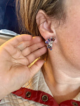 Load image into Gallery viewer, Half Cluster Earrings – Pink Dahlia & Sterling Silver