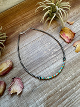 Load image into Gallery viewer, Sterling Silver Pearl Choker with Turquoise & Spiny Oyster Heishi