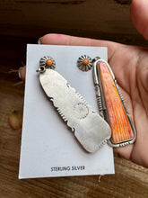 Load image into Gallery viewer, 3-Inch Orange Spiny Oyster Dangle Earrings – Native Made by Jon McCray