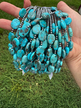 Load image into Gallery viewer, 15-Inch Flat Blue Turquoise & Sterling Silver Pearl Choker