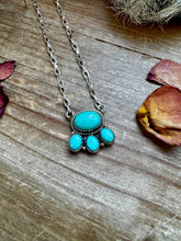 Load image into Gallery viewer, Cluster Necklace Kingman Turquoise &amp; Sterling Silver option 2
