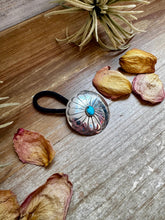 Load image into Gallery viewer, Sterling Silver Hair Tie – Kingman Turquoise Concho
