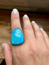 Load image into Gallery viewer, MJ collection - big turquoise stone ring - adjustable - sterling silver
