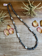 Load image into Gallery viewer, Graduated Barrel Bead Necklace – 24 Inch – Sterling Silver Saucer &amp; Barrel Beads
