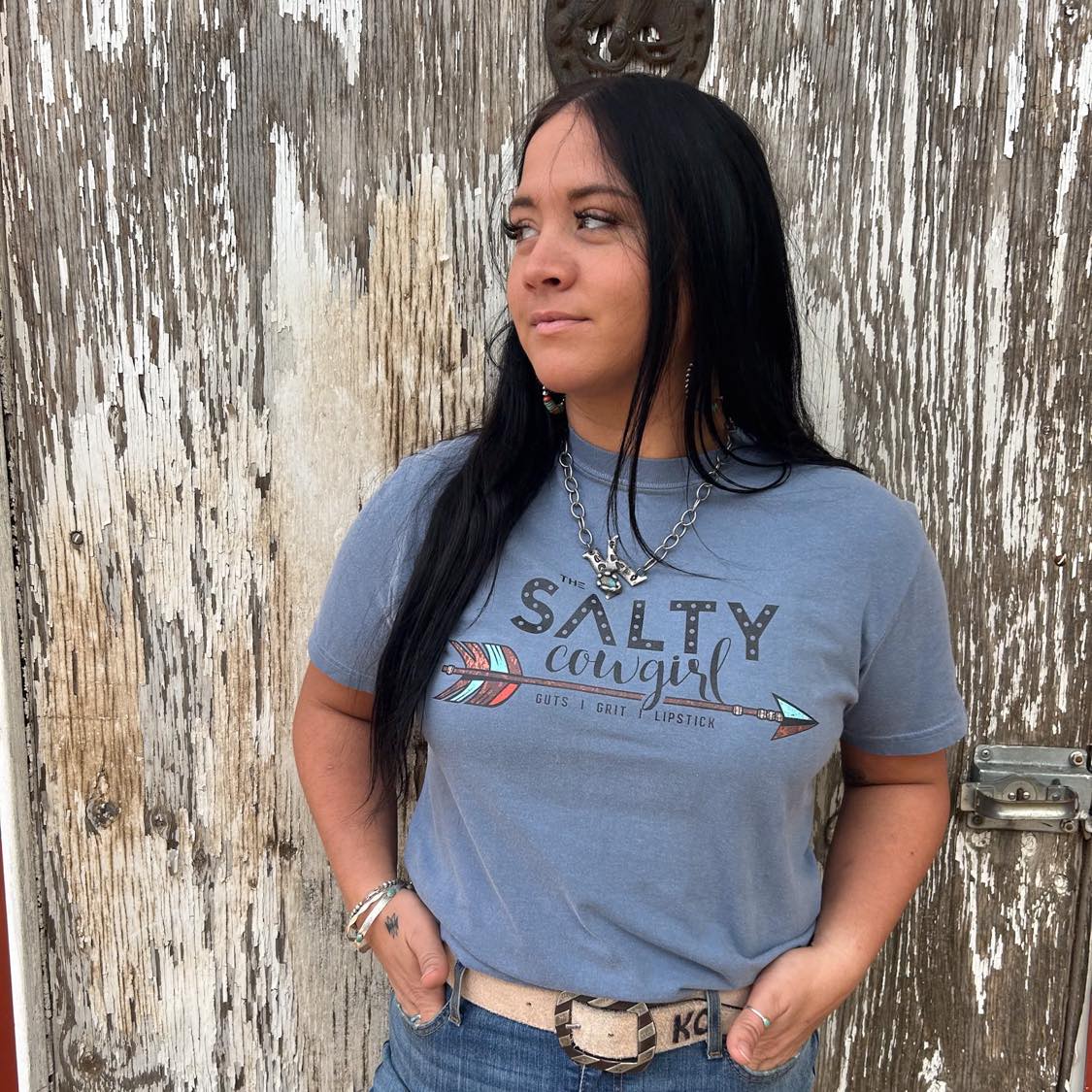 Salty Cowgirl Denim Tee - The Salty Cowgirl