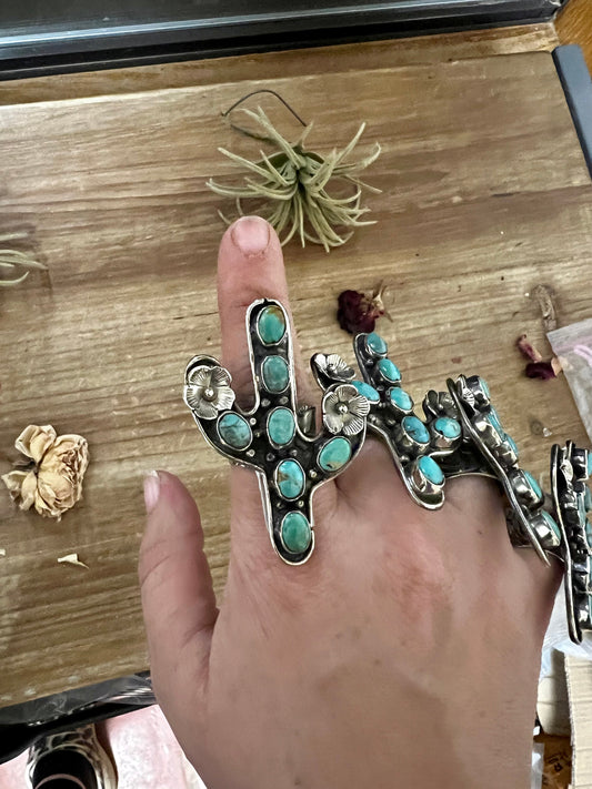 Blue Cactus Flower Turquoise Ring
