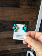 Load image into Gallery viewer, Stud 3 teardrop Kingman Turquoise Earrings
