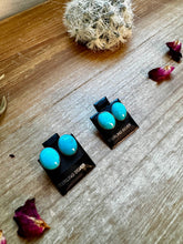 Load image into Gallery viewer, Perfect Blue Turquoise oval stud earrings
