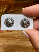 Load image into Gallery viewer, Mini concho Round Sterling silver stud earrings
