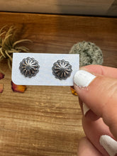 Load image into Gallery viewer, Mini concho Round Sterling silver stud earrings
