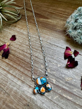 Load image into Gallery viewer, Cluster Necklace Spiny Turquoise &amp; Sterling Silver
