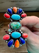 Load image into Gallery viewer, Long Ring- Size 6 - mix stone turquoise, spiny and sterling silver
