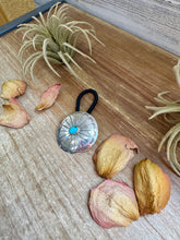 Load image into Gallery viewer, Sterling Silver Hair Tie – Kingman Turquoise Concho
