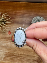 Load image into Gallery viewer, Oval ring - Adjustable- White Buffalo Ring &amp; sterling silver
