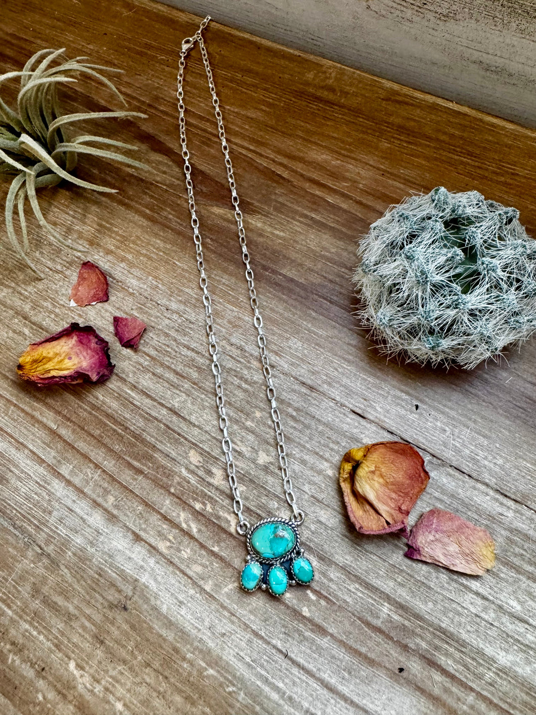 Cluster Necklace Kingman Turquoise & Sterling Silver