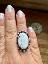 Load image into Gallery viewer, Oval ring - Adjustable- White Buffalo Ring &amp; sterling silver
