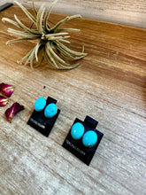 Load image into Gallery viewer, Perfect Blue Turquoise oval stud earrings
