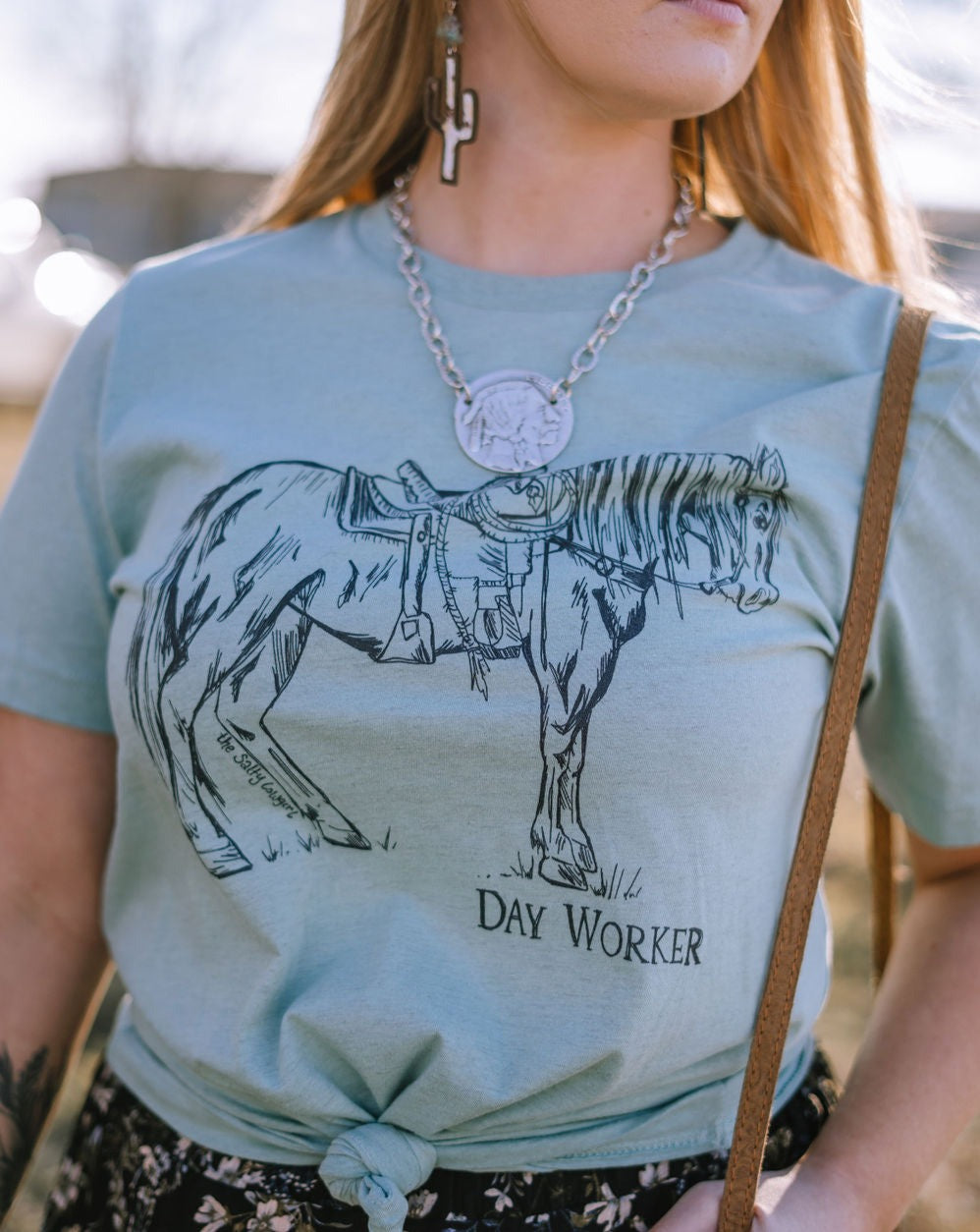 Day Worker on Dusty Turquoise - The Salty Cowgirl