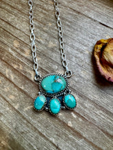 Load image into Gallery viewer, Cluster Necklace Kingman Turquoise &amp; Sterling Silver
