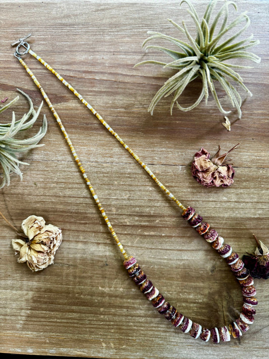 Purple Spiny Oyster & Turquoise Necklace