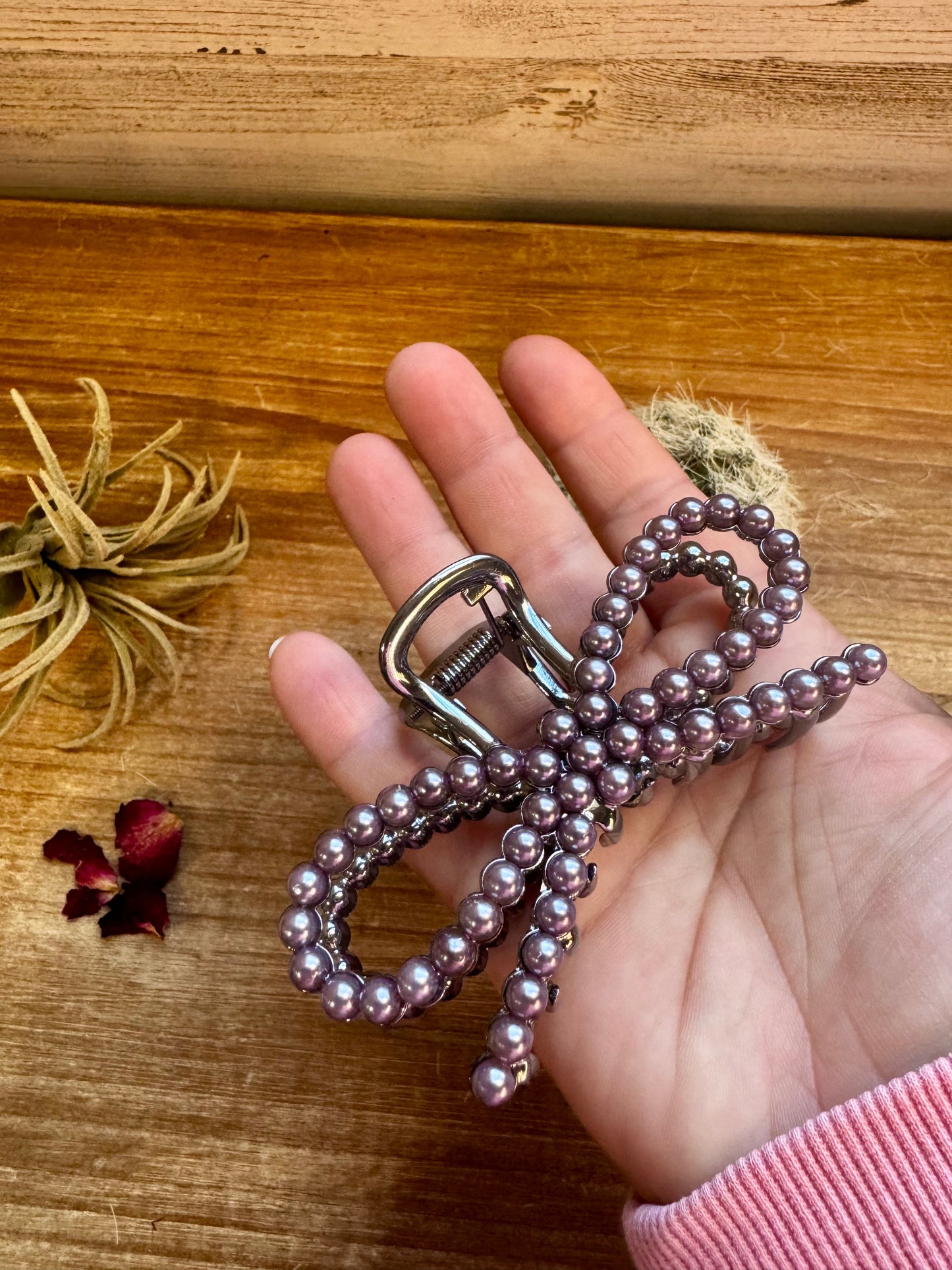 Pearl Bow Hair Clips