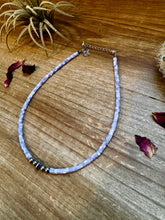 Load image into Gallery viewer, Purple shell heishi choker with Sterling Silver Pearls
