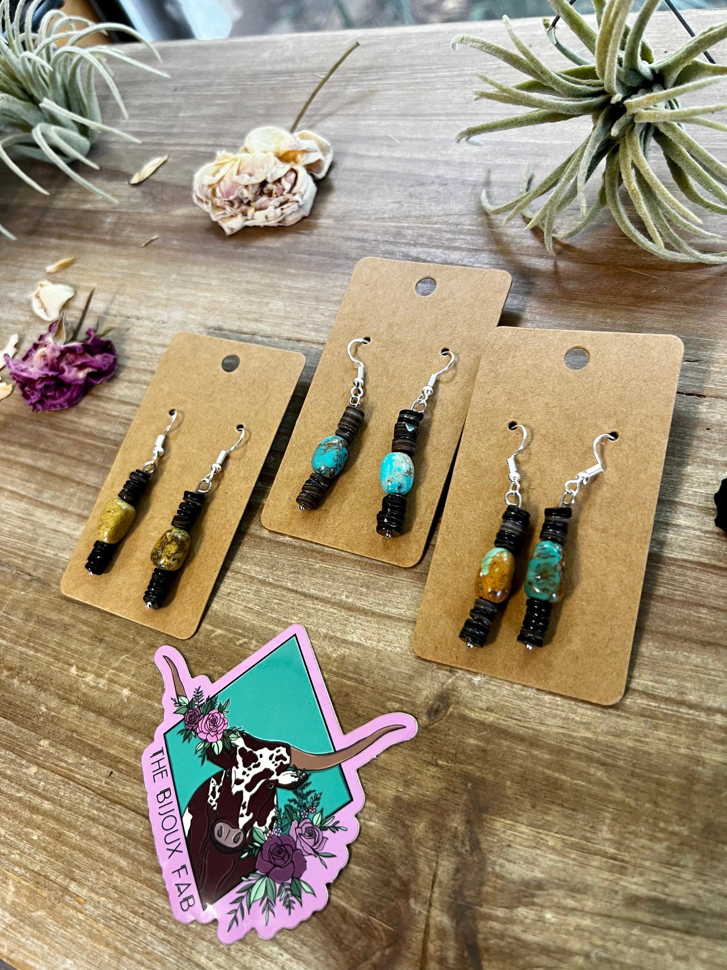 Green Turquoise Dangle Earrings