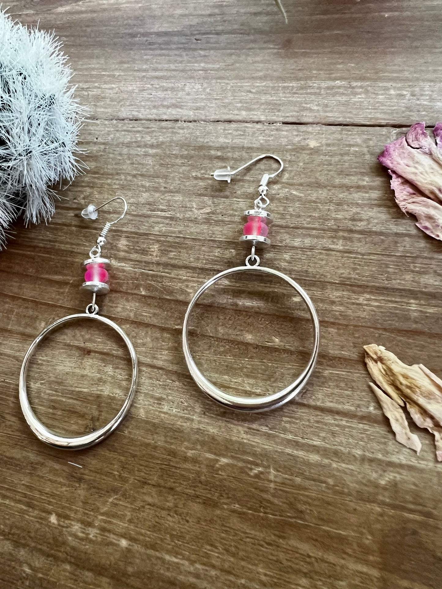Pink Mermaid Hoop Earrings