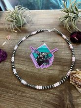 Load image into Gallery viewer, 18 Inch 5 mm Sterling silver pearls necklace with pink conch rondelle
