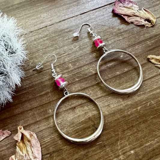 Pink Mermaid Hoop Earrings