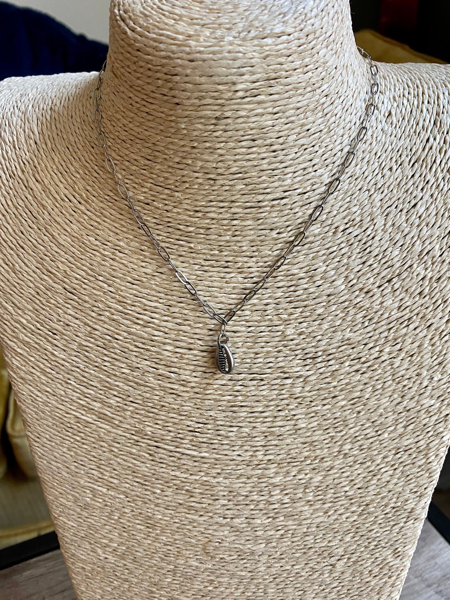 Shell Pendant on Paper Clip Chain Choker