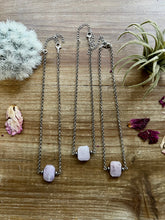 Load image into Gallery viewer, Kunzite stone choker with Sterling Silver Pearls
