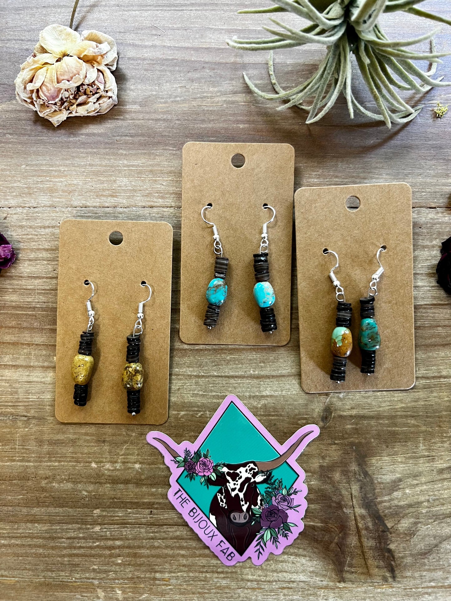 Green Turquoise Dangle Earrings